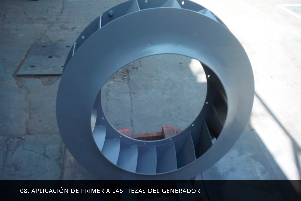 Aplicación de Primer a las piezas del generador