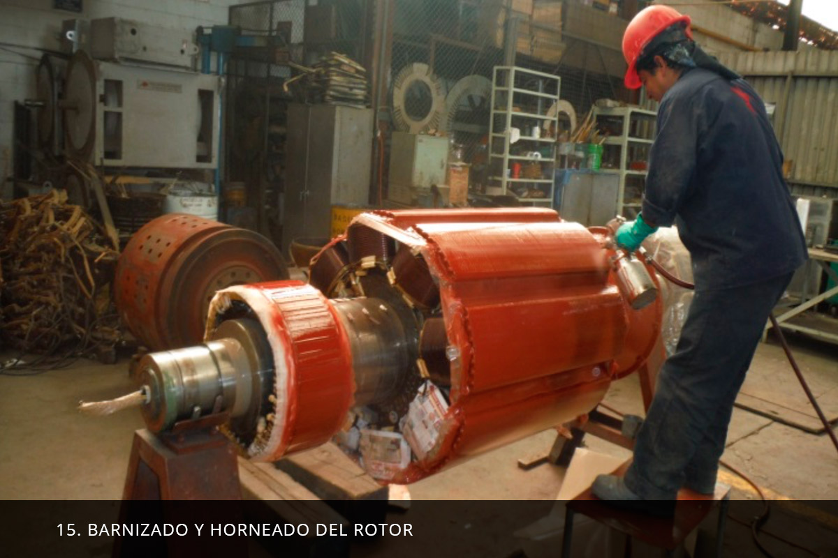 Barnizado y horneado del rotor